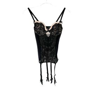 Victoria’s Secret Black Lace Bustier Corset Size 34B Garter Straps